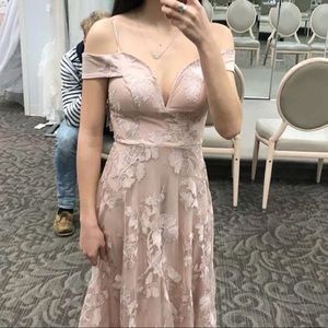 Long Pink off the shoulder dress